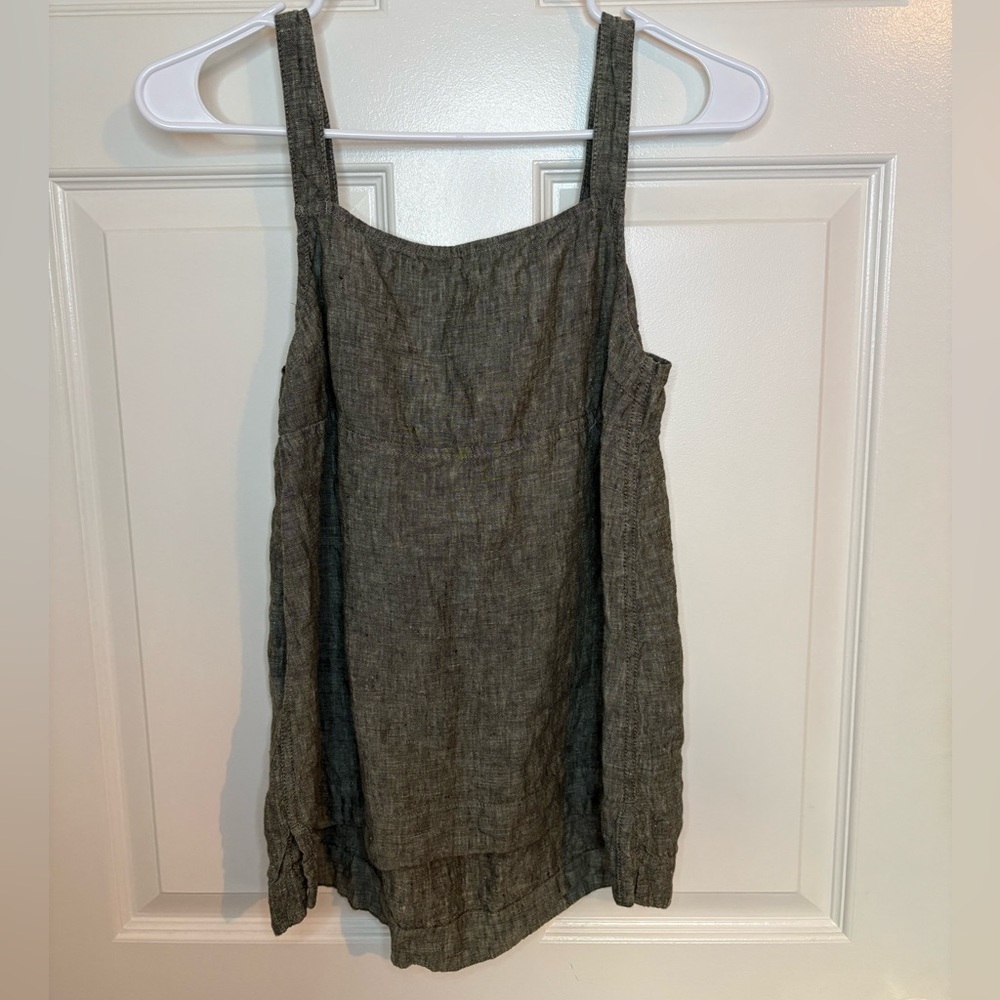Athleta Olive Green 100% Linen Top size Small